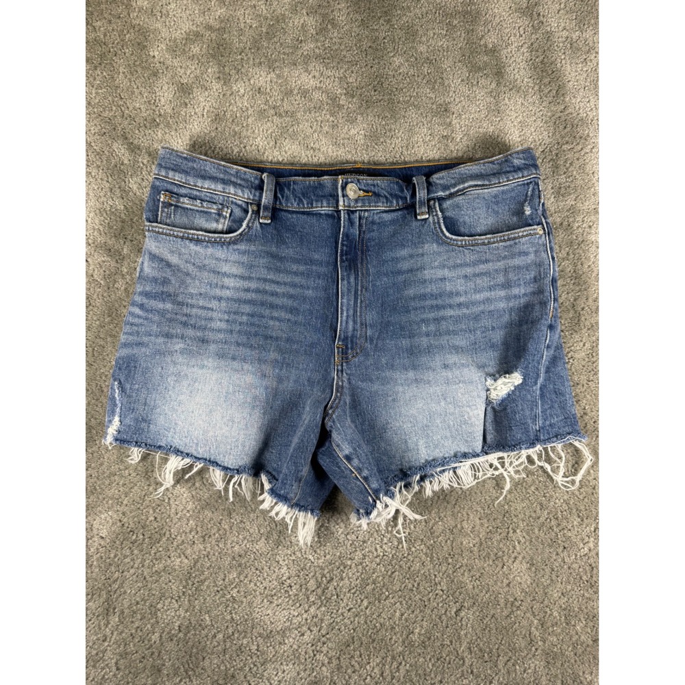 Hudson Los Angeles Devon High Rise Distressed Denim Shorts Blue Size 34